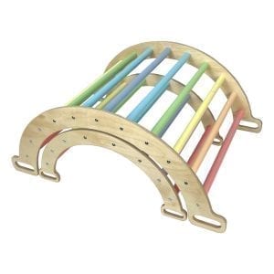 Nested Ligneus PLAY Pikler Climbing Rocker Arches Pastel Rainbow