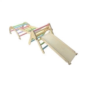 Nursery Ligneus PLAY Pikler Triangle Set Pastel Rainbow with slide up
